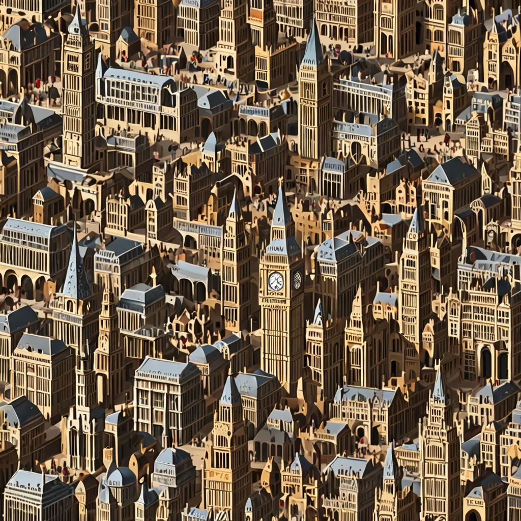 a large group of buildings with a clock tower in the middle of them, all of which are brown, arts and crafts movement, a detailed matte painting, Charles Ginner, extremely hyperdetailed