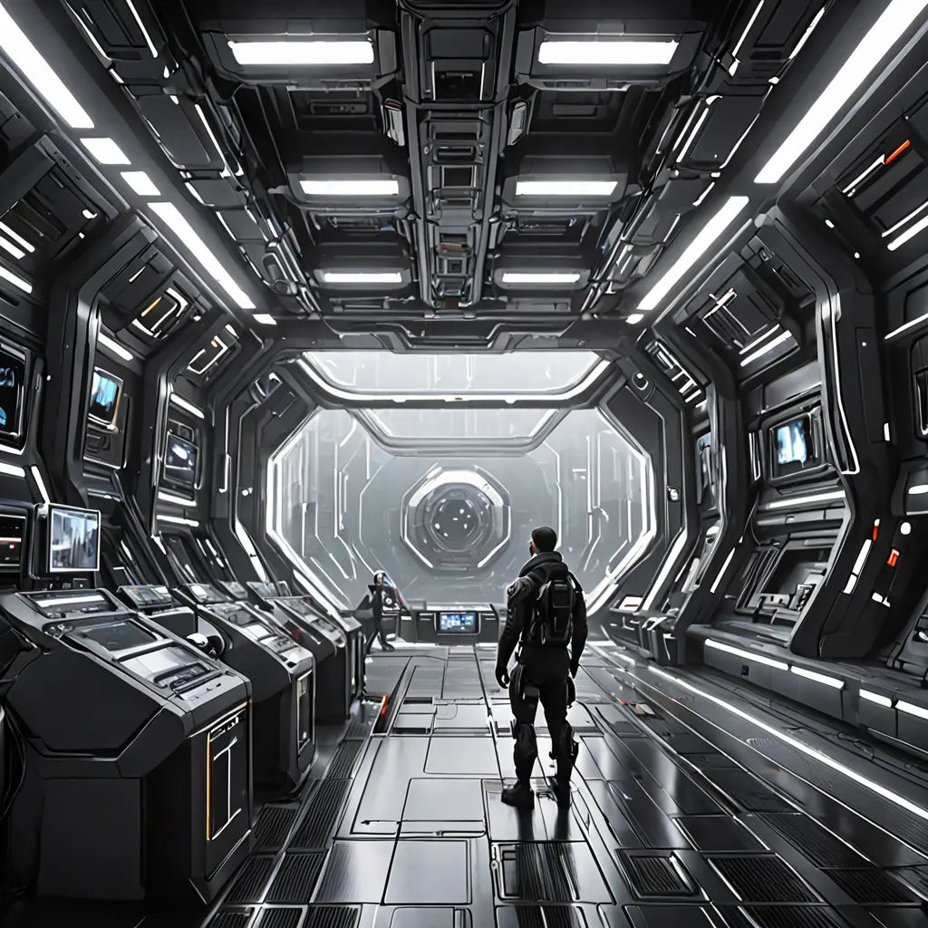 a man in a sci - fi setting with a sci - fi theme and a sci - fi background, space art, computer graphics, Eve Ryder, star citizen halo