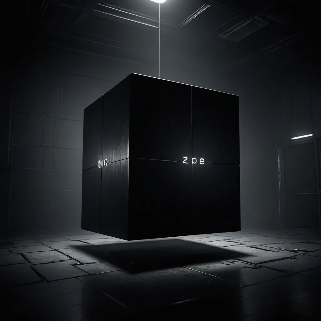 a black cube in a dark room with a light on it's side and the number twenty on the side, objective abstraction, an ambient occlusion render, Filip Hodas, cryengine