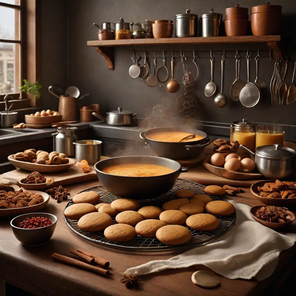 a kitchen with a lot of food on the counter top and a lot of cooking utensils on the counter, photorealism, a photorealistic painting, Chris LaBrooy, professional food photography