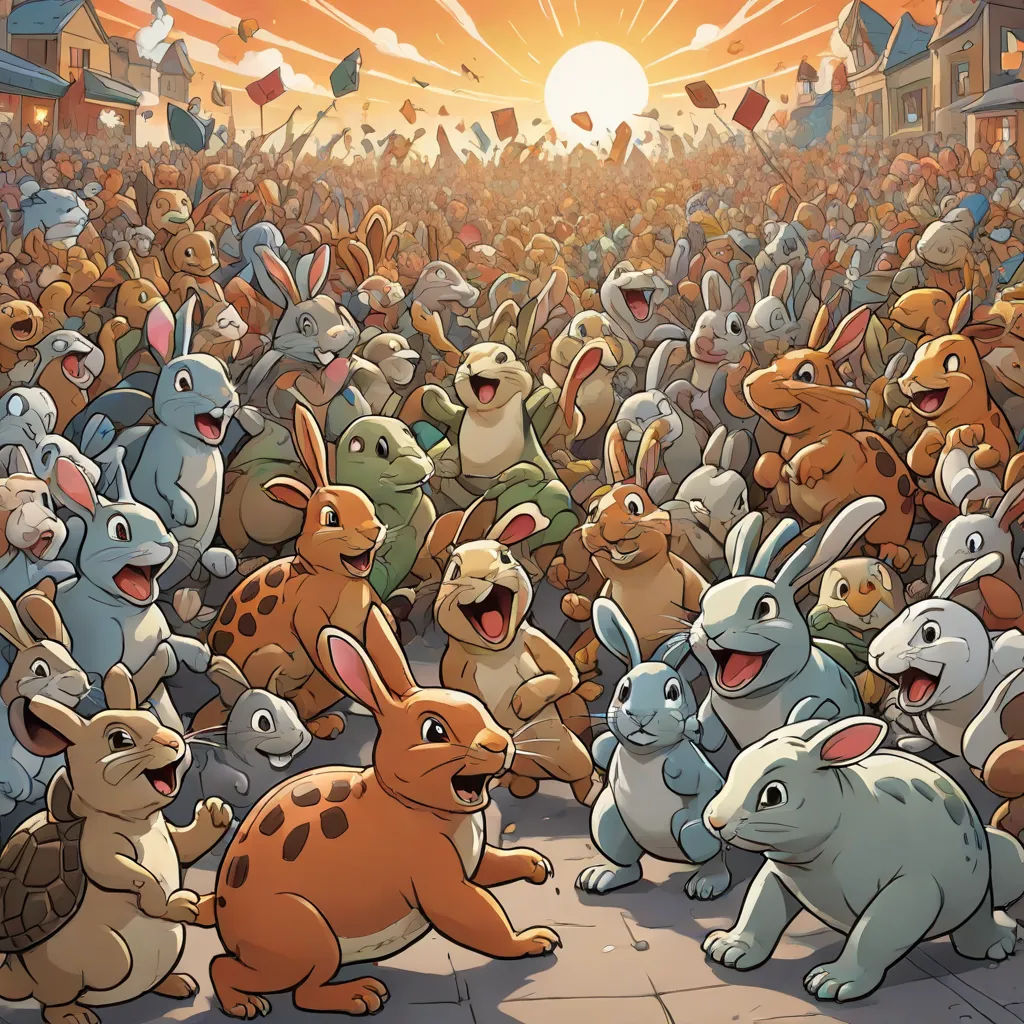 a crowd of rabbits are in a large crowd of people, some with their mouths open, some with their mouths open, Dan Mumford, furry art, a comic book panel, official art