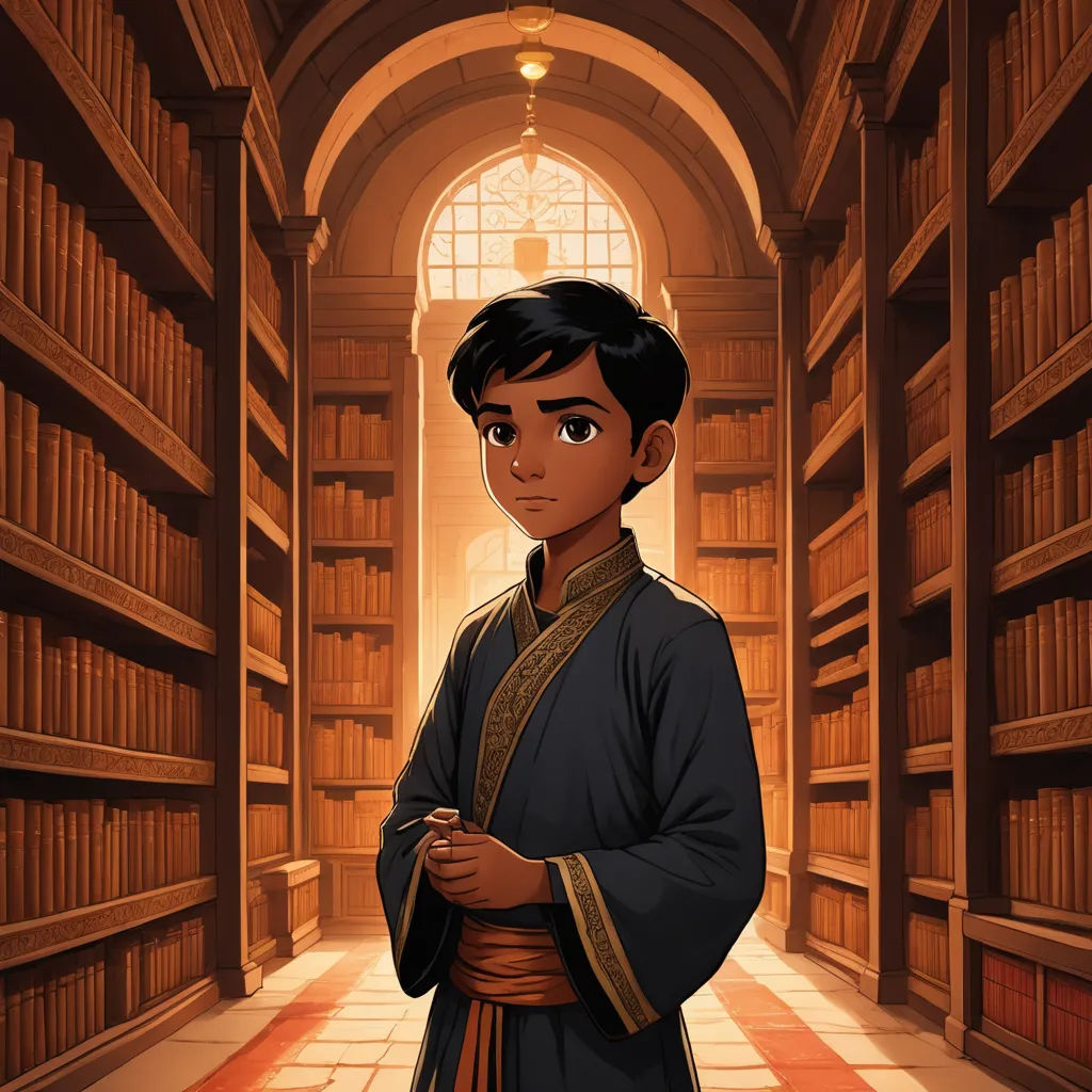 a cartoon character standing in a library with bookshelves in the background and a person in a robe, dau-al-set, a character portrait, Anson Maddocks, official art