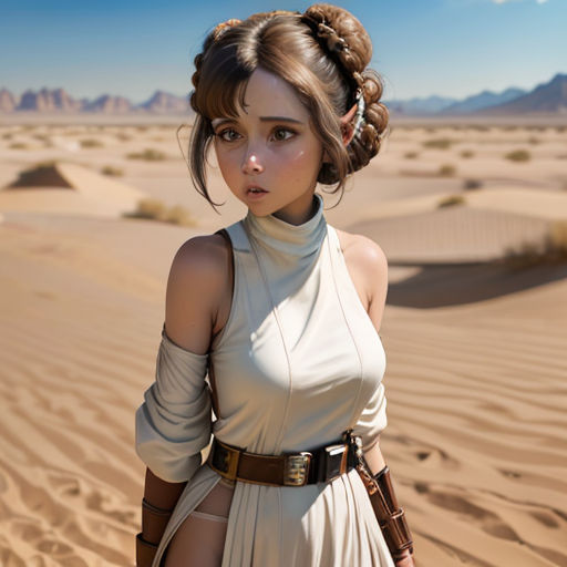 a woman in a white dress standing in the desert with a desert background and a desert landscape in the background
