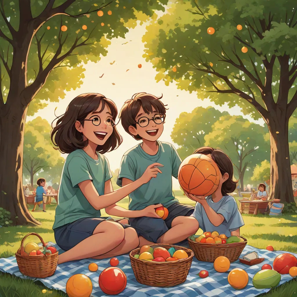 a painting of two women and a boy sitting on a blanket with a basket of fruit in front of them, american scene painting, a storybook illustration, Atey Ghailan, rossdraws global illumination