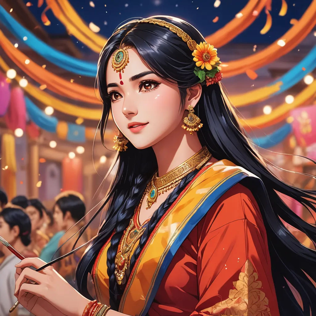 a woman in a red and yellow dress holding a knife and fork in her hand and looking at the camera, fantasy art, a detailed painting, Chen Hong, beautiful detailed