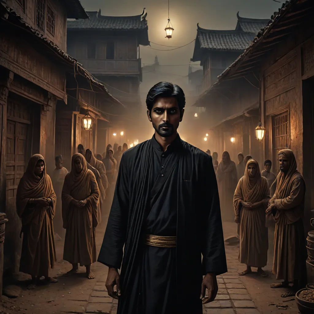 a man standing in a dark alley with a group of people in the background in a scene from the movie star wars, hurufiyya, a detailed matte painting, Amir Zand, promotional image