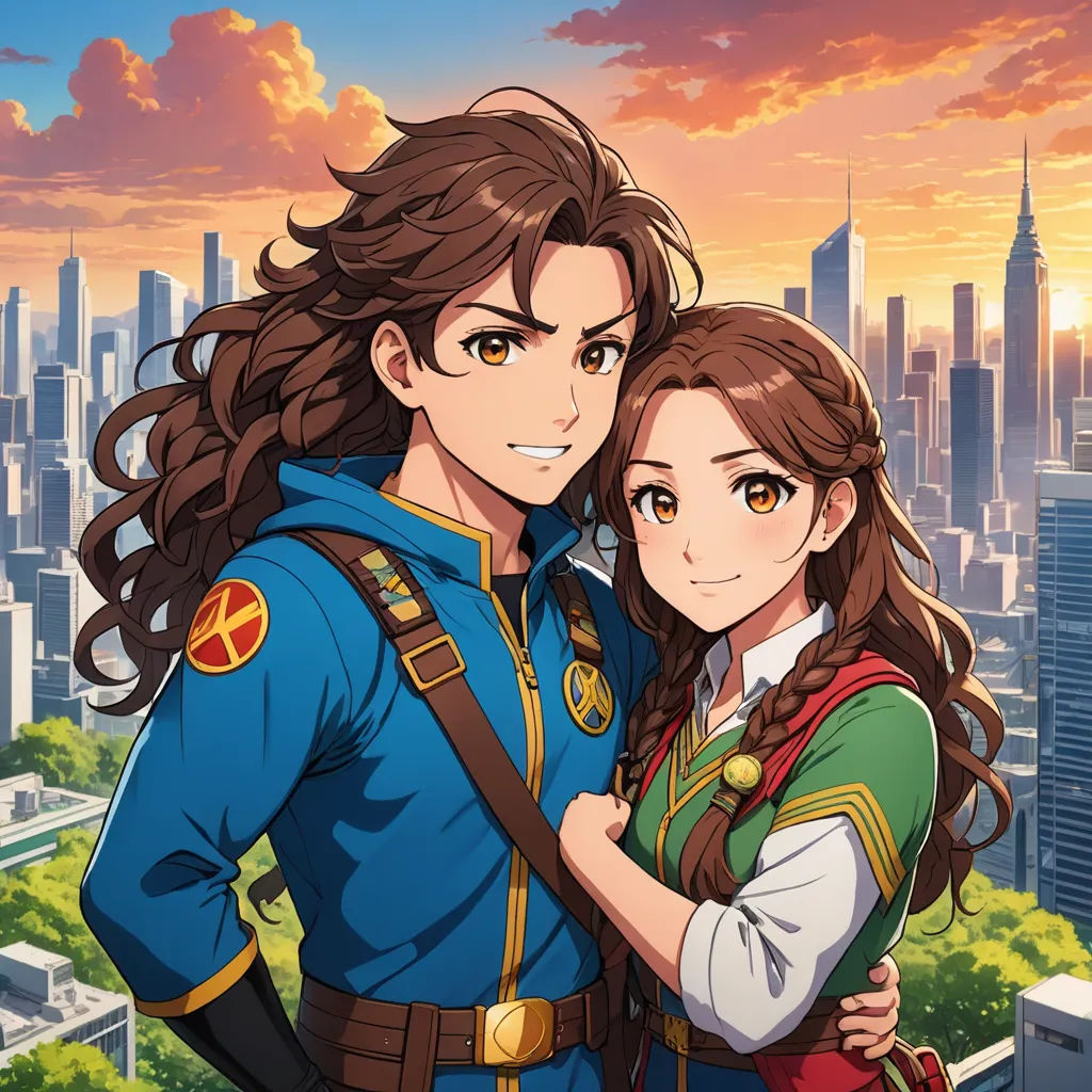 a couple of people standing next to each other in front of a cityscape with buildings in the background, sots art, concept art, Edmond Xavier Kapp, official art