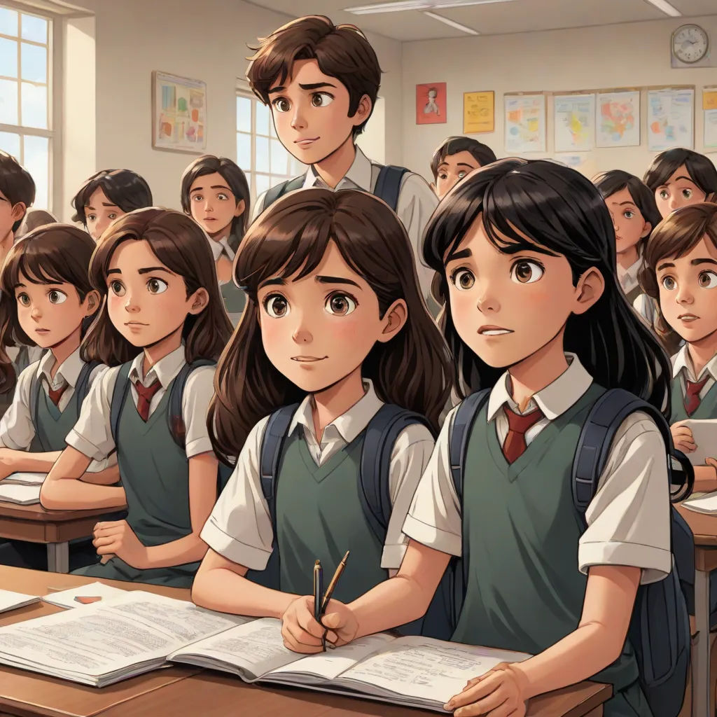 a group of students sitting at desks in a classroom with a teacher standing behind them and a man standing behind them, Aya Goda, remodernism, a comic book panel, official art