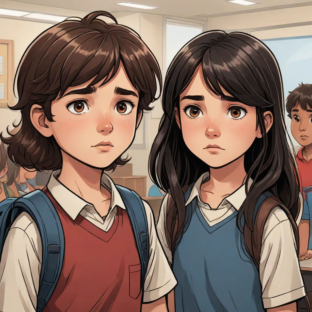 a couple of people standing next to each other in a room with a window and a door in the background, Diego Gisbert Llorens, serial art, a comic book panel, official art