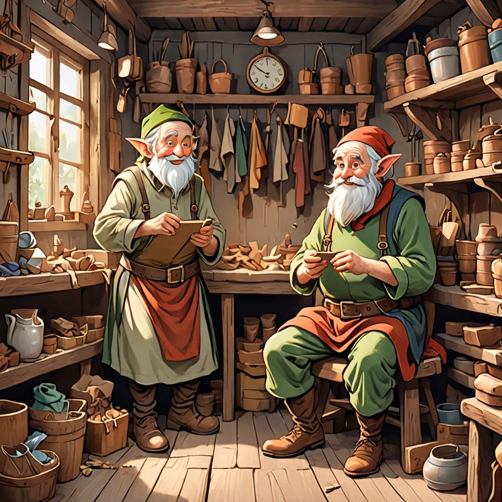 a couple of people that are in a room with pots and pans on the wall and a clock, fantasy art, a storybook illustration, Brothers Hildebrandt, hearthstone