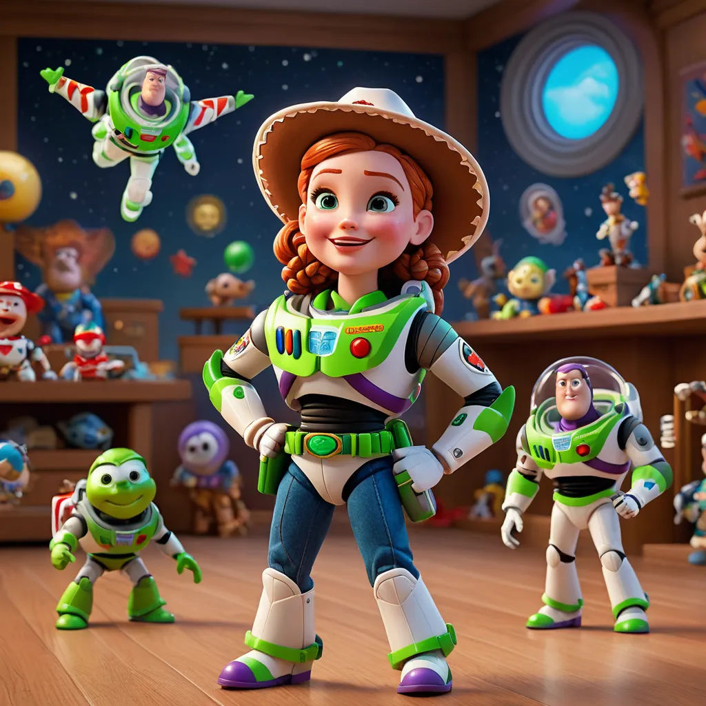 a toy story character standing in a room with toy story characters in the background and a toy story character in the foreground, sots art, a 3D render, disney, promotional image