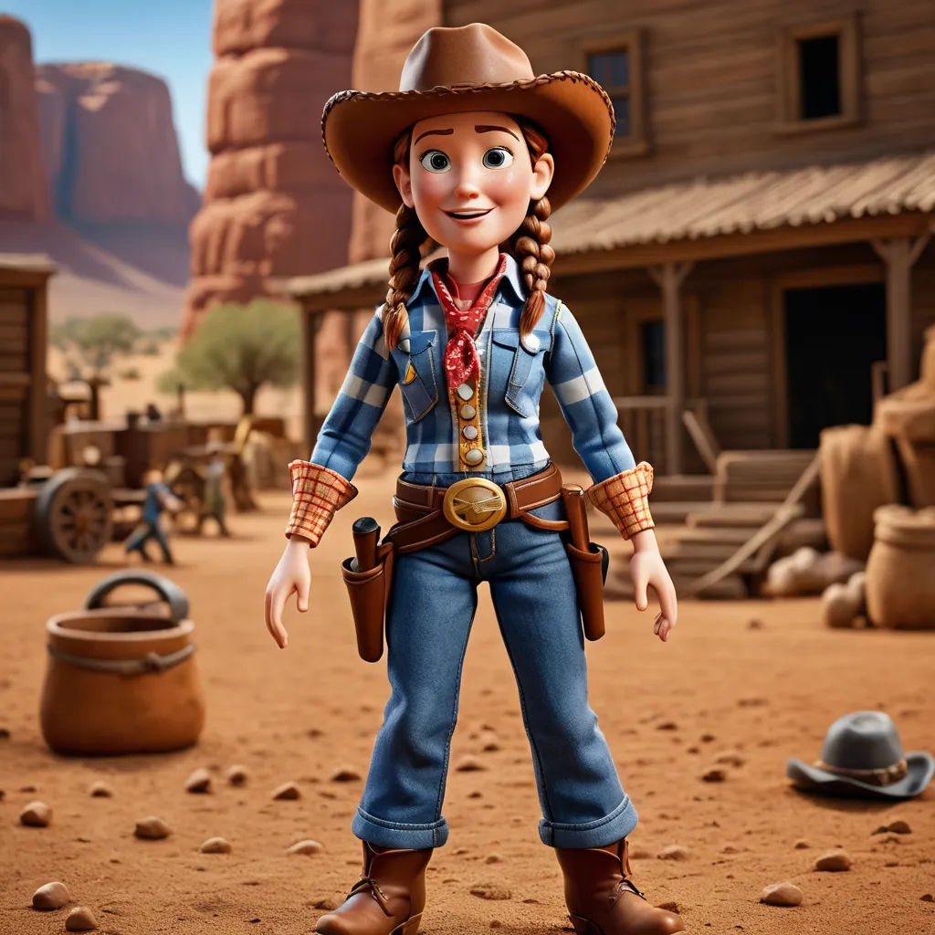 a toy cowboy is standing in the dirt with a hat on and a western outfit on, and a western style outfit on, verdadism, a character portrait, Ancell Stronach, promotional image