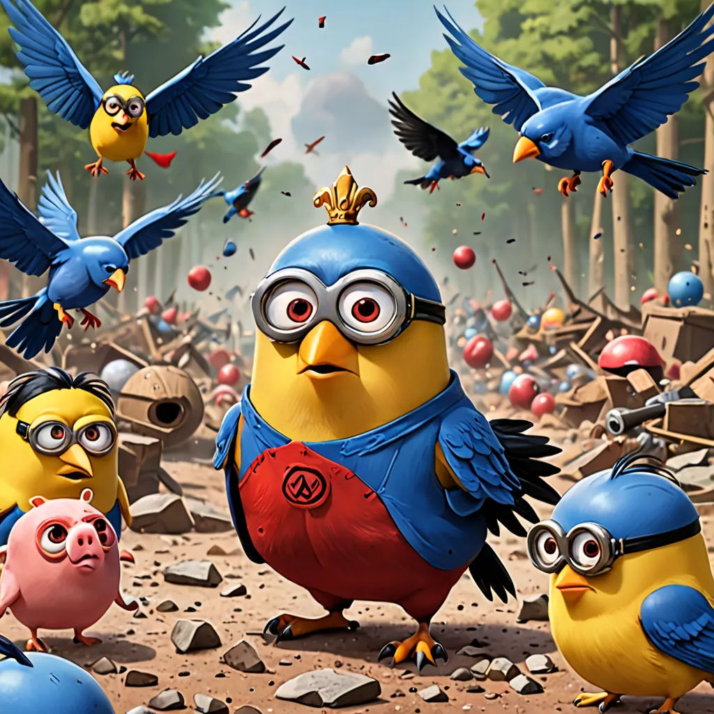 a group of birds standing next to each other on a field of rocks and debris with a sky background, sots art, poster art, Chris LaBrooy, key art