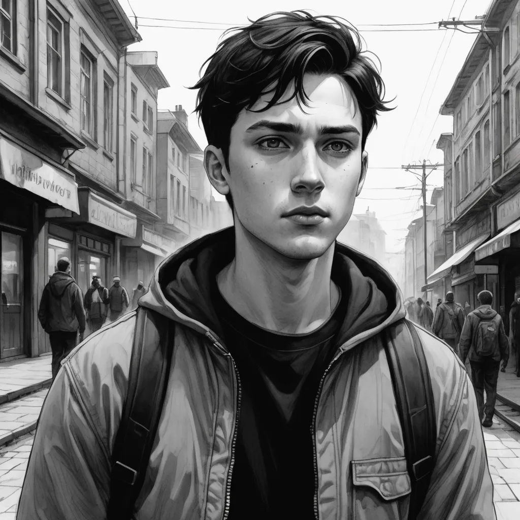 a man standing on a street next to a building with a backpack on his shoulder and a backpack on his shoulder, sots art, a character portrait, Cedric Seaut (Keos Masons), stanley artgerm lau