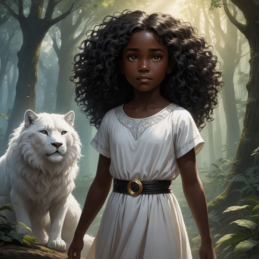 a girl in a white dress standing next to a white wolf in a forest with trees and bushes behind her, fantasy art, a character portrait, Charlie Bowater, official art