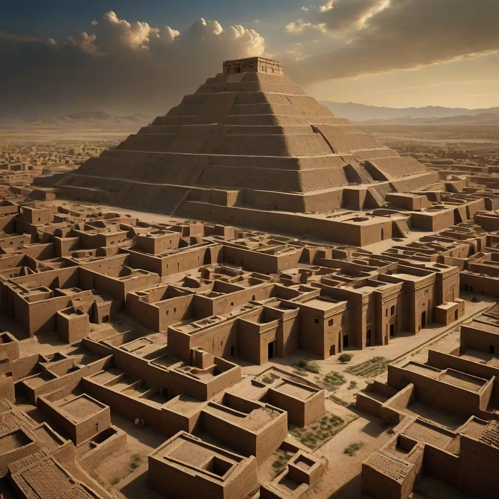 a large pyramid in the middle of a desert with a sky background and clouds in the sky above it, matte painting, neo-primitivism, a detailed matte painting, Altichiero