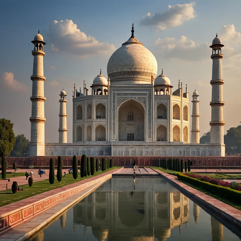 a large white building with a large pool in front of it and a few people walking around it on a sunny day, cloisonnism, a detailed matte painting, Bapu, tone mapping