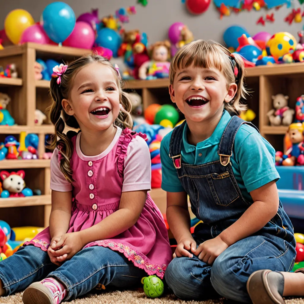 two children sitting on the floor with toys in the background and balloons all around them and a wall of shelves with toys, Bela Čikoš Sesija, danube school, a stock photo, toy