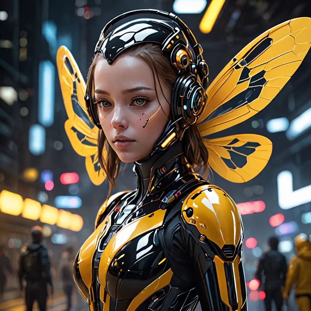 a woman in a futuristic suit with a butterfly on her head and a sci - fi fi fi fi fi fi fi fi fi fi fi fi fi fi fi fi fi fi fi fi fi fi fi fi fi fi fi fi, retrofuturism, cyberpunk art, Artgerm, trending on artstation hq