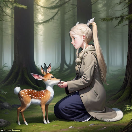 Mom to son, Deer drawing, Spring forest, Never forget that I love