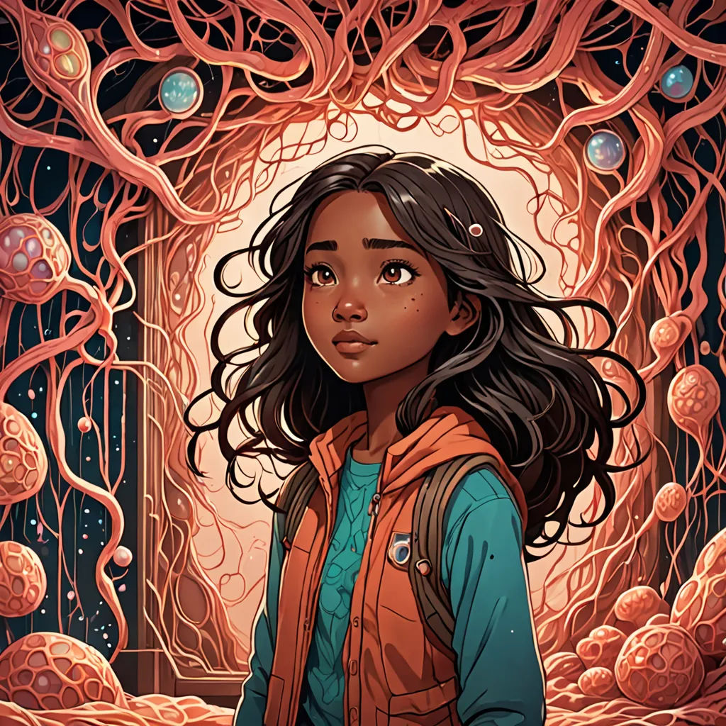a girl standing in front of a tunnel with a light in it and a tree in the background with a light coming from it, Chris LaBrooy, fantasy art, poster art, comic cover art