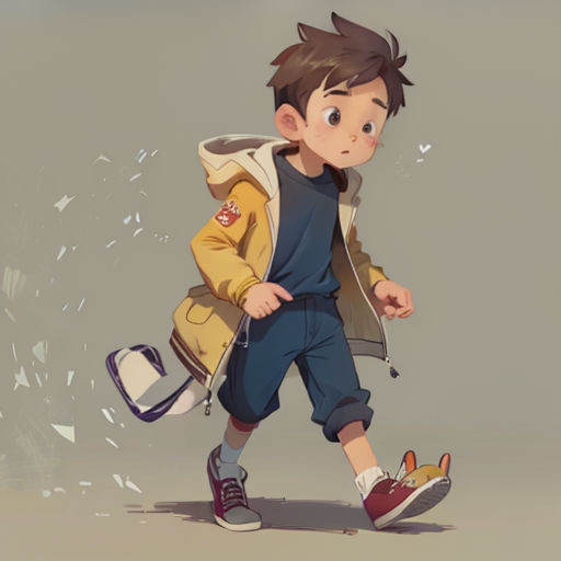 a boy with a backpack and a jacket on walking with a backpack on his back and a backpack on his shoulder