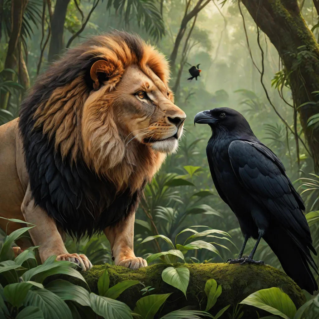 The Wise Crow and the Brave Lion
