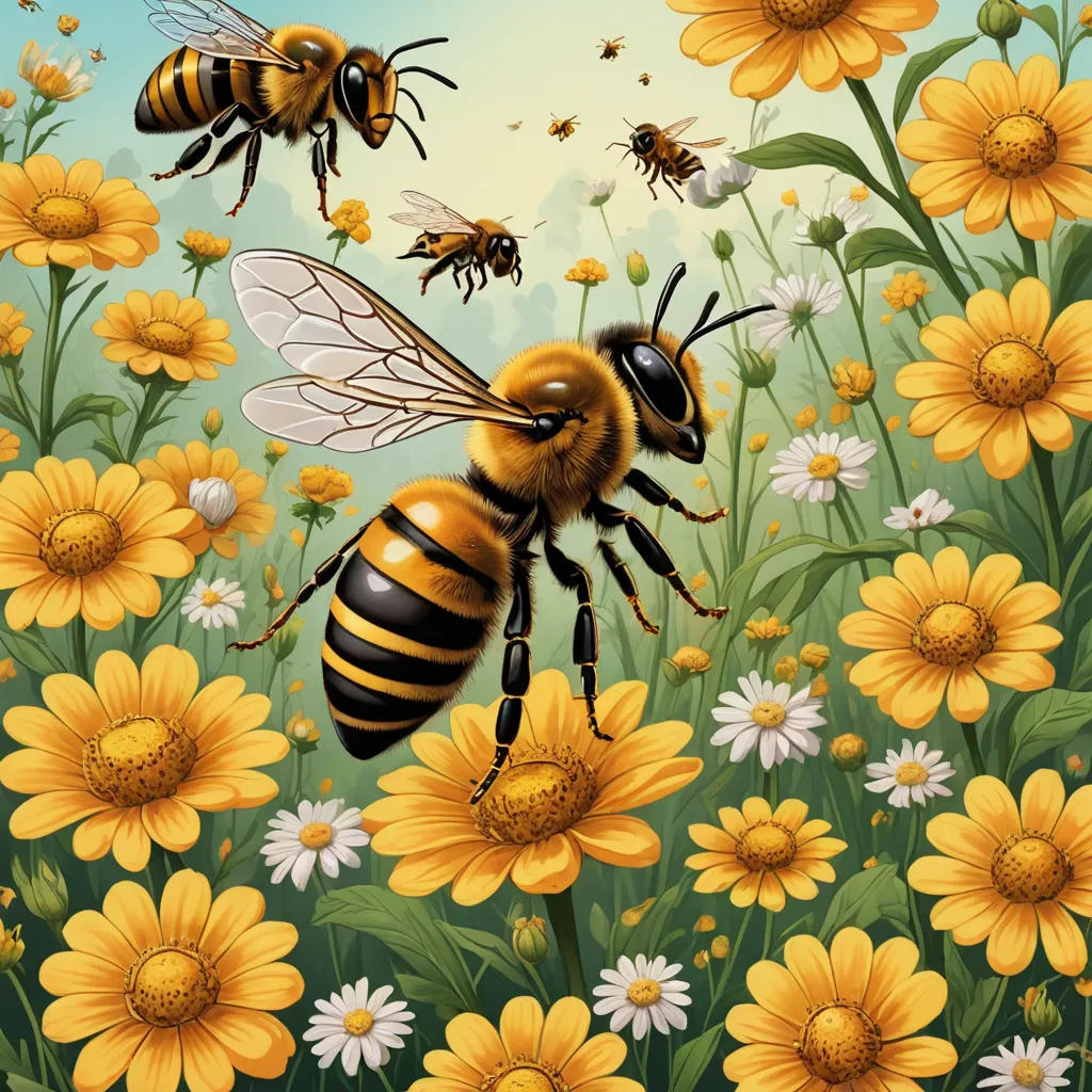 The Honeybee Queen and the Worker Bee and the Hornet on Honey Making