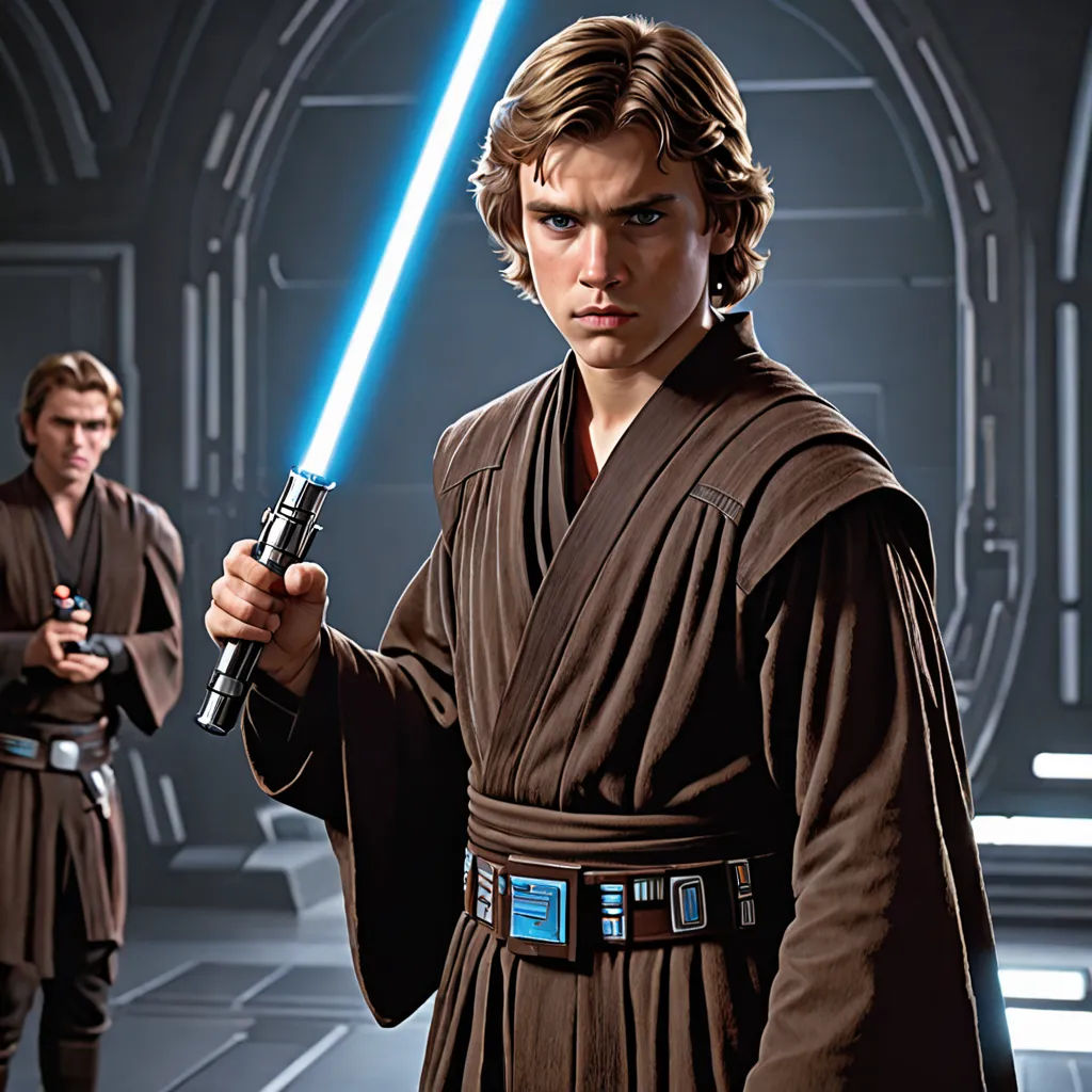 a star wars scene with two men in costume and one is holding a lightsaben and the other is holding a sword, precisionism, concept art, Brothers Hildebrandt, promotional image