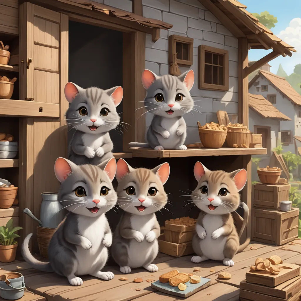 a group of cats sitting on a wooden floor next to a house and a potted plant and a potted plant, sots art, a storybook illustration, Chris LaBrooy, trending on art station