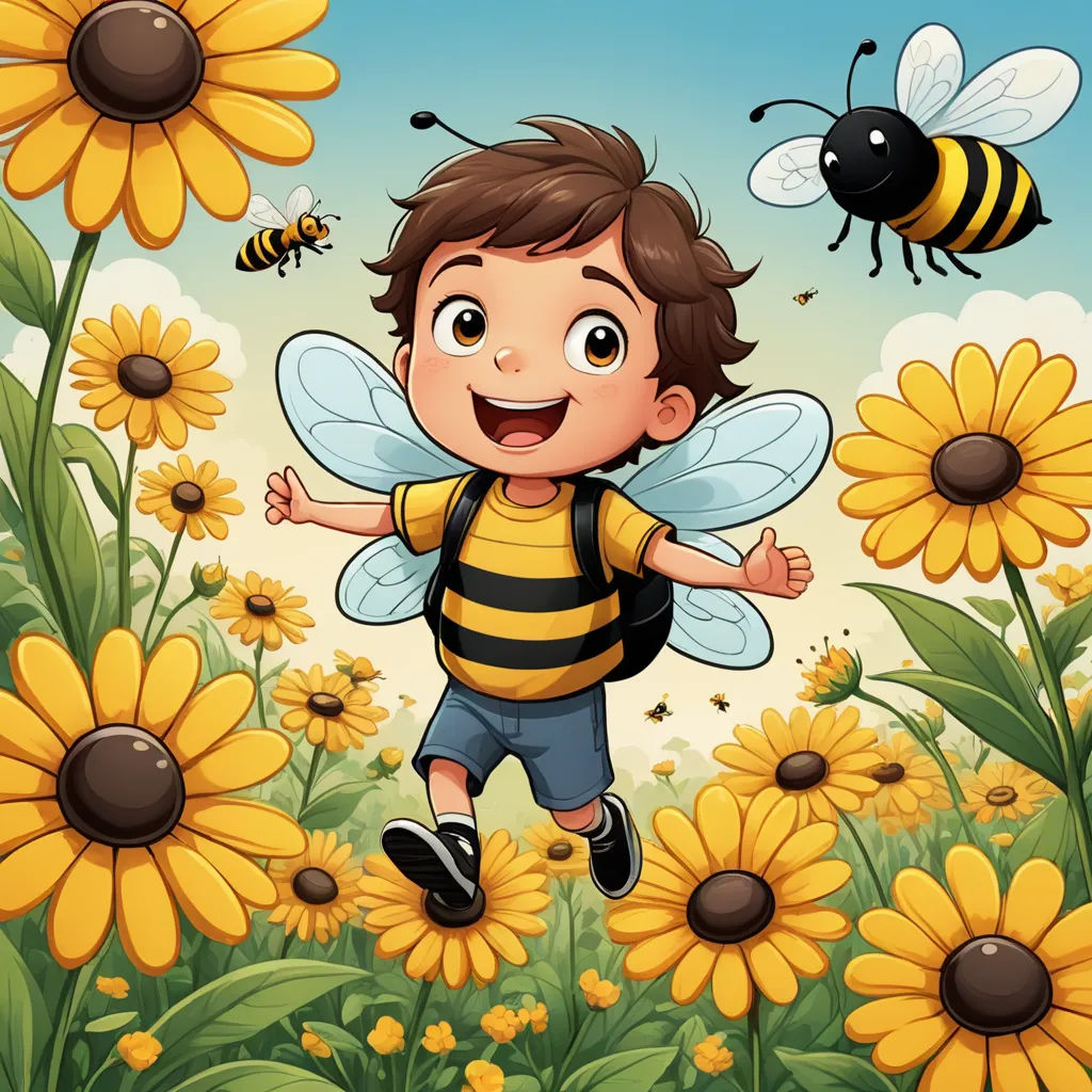 a bee and a beehive in the field with sunflowers illustration of a bee and a beehive in the field with sunflowers, lyco art, a storybook illustration, Adam Bruce Thomson, storybook illustration