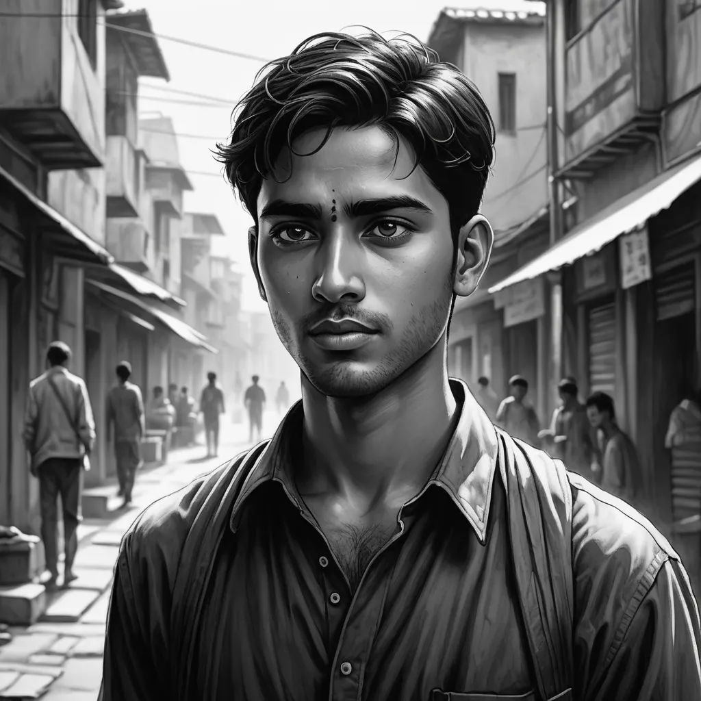 a man standing in a street with a man in the background looking at the camera with a serious look on his face, samikshavad, a character portrait, Bastien Lecouffe-Deharme, ultra realistic illustration