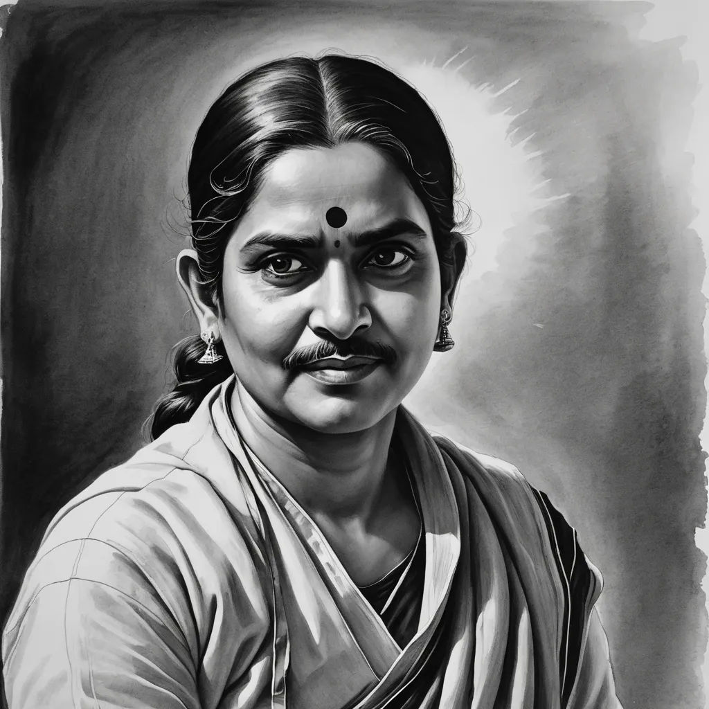 a drawing of a woman with a mustache and a moustache on her face, in a black and white photo, samikshavad, an ultrafine detailed painting, Ella Guru, realistic portrait
