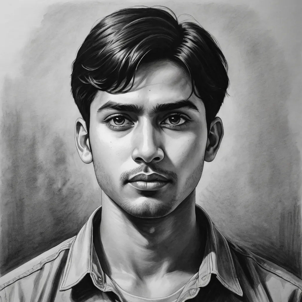 a drawing of a man with a serious look on his face and chest, in a black and white photo, figurative art, an ultrafine detailed painting, Bikash Bhattacharjee, photorealistic portrait