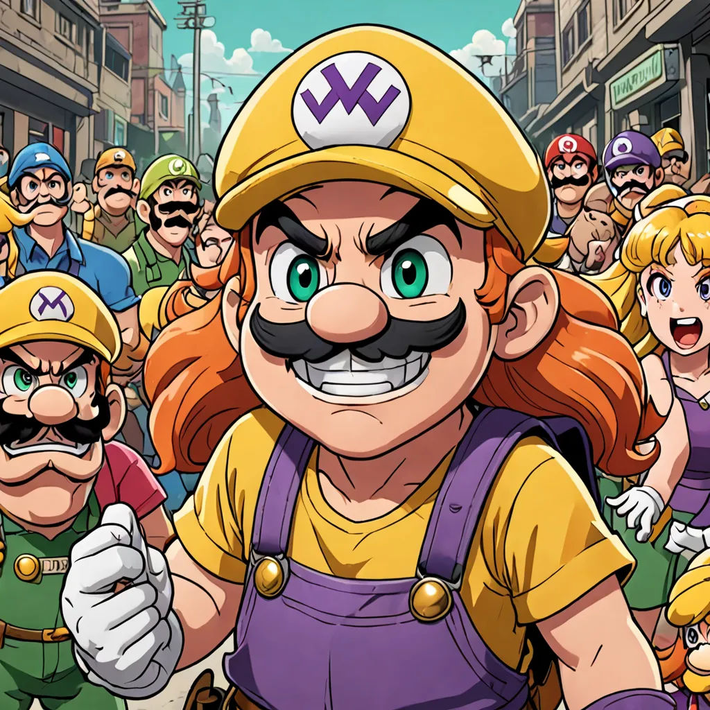 a cartoon of a man with a mustache and a mustache on his face and a crowd of people behind him, context art, concept art, Eddie Mendoza, official art