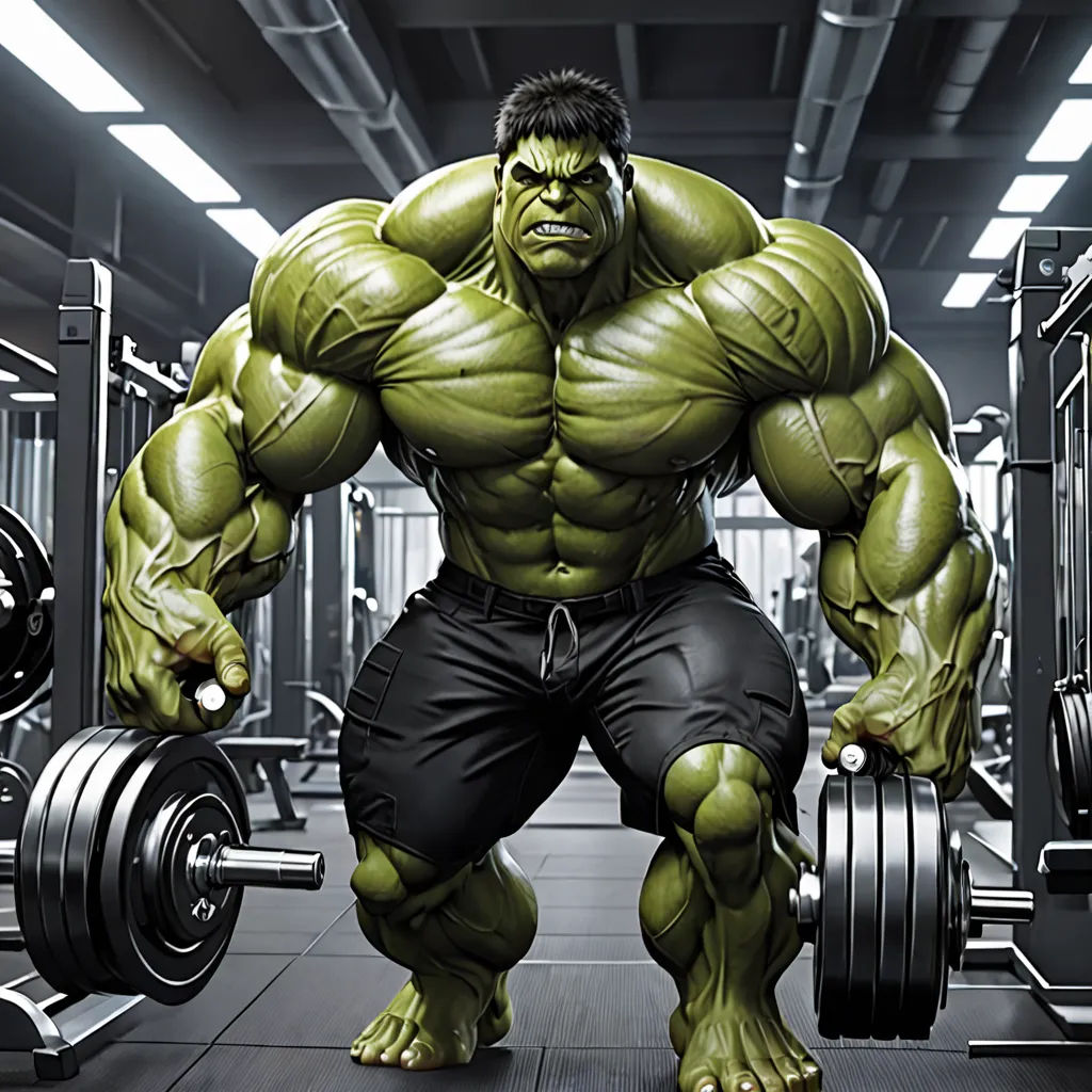 a man with a huge body and a barbell in a gym area with a weight machine in front of him, fantastic realism, a digital rendering, Anthony Palumbo, strong