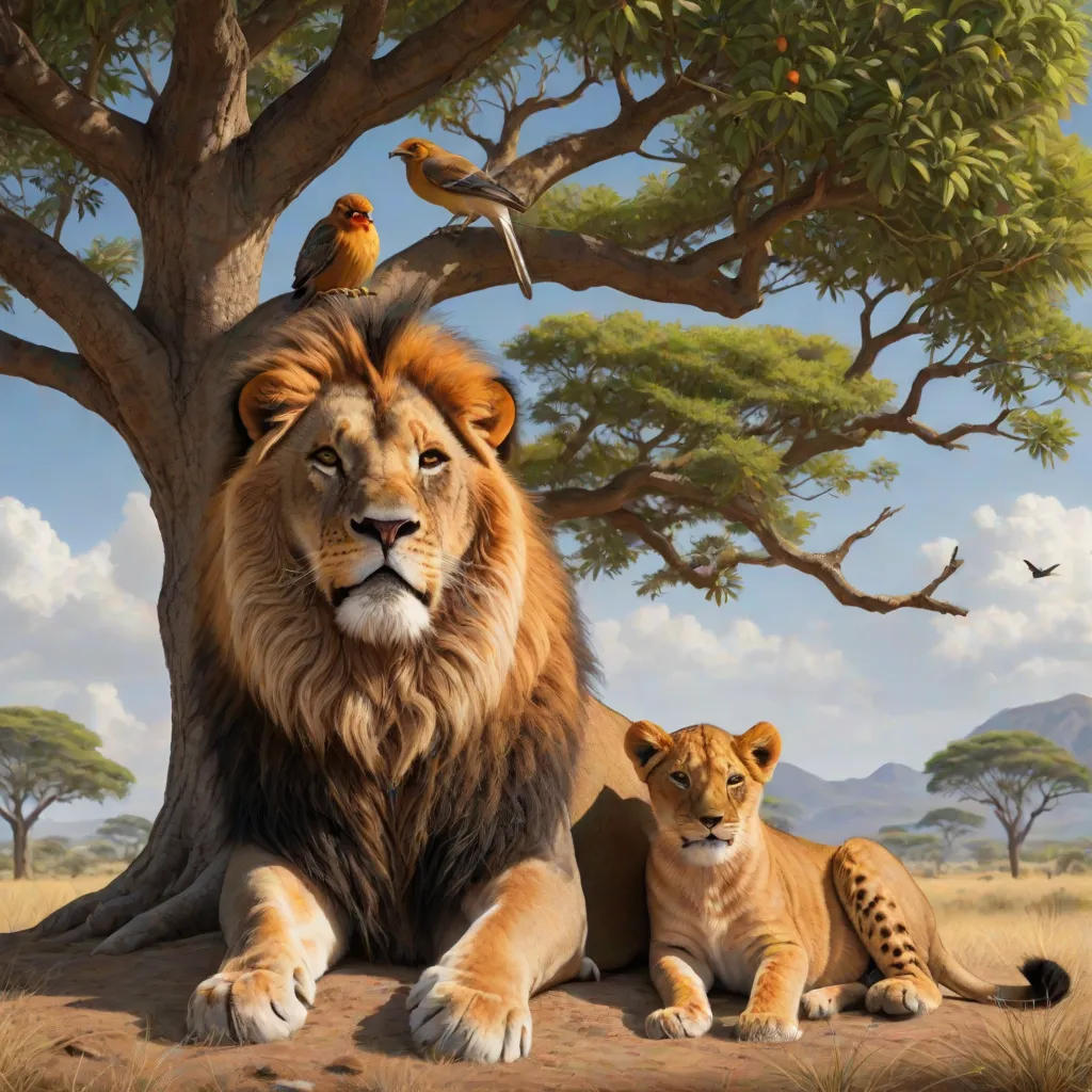King Lion And a Bird