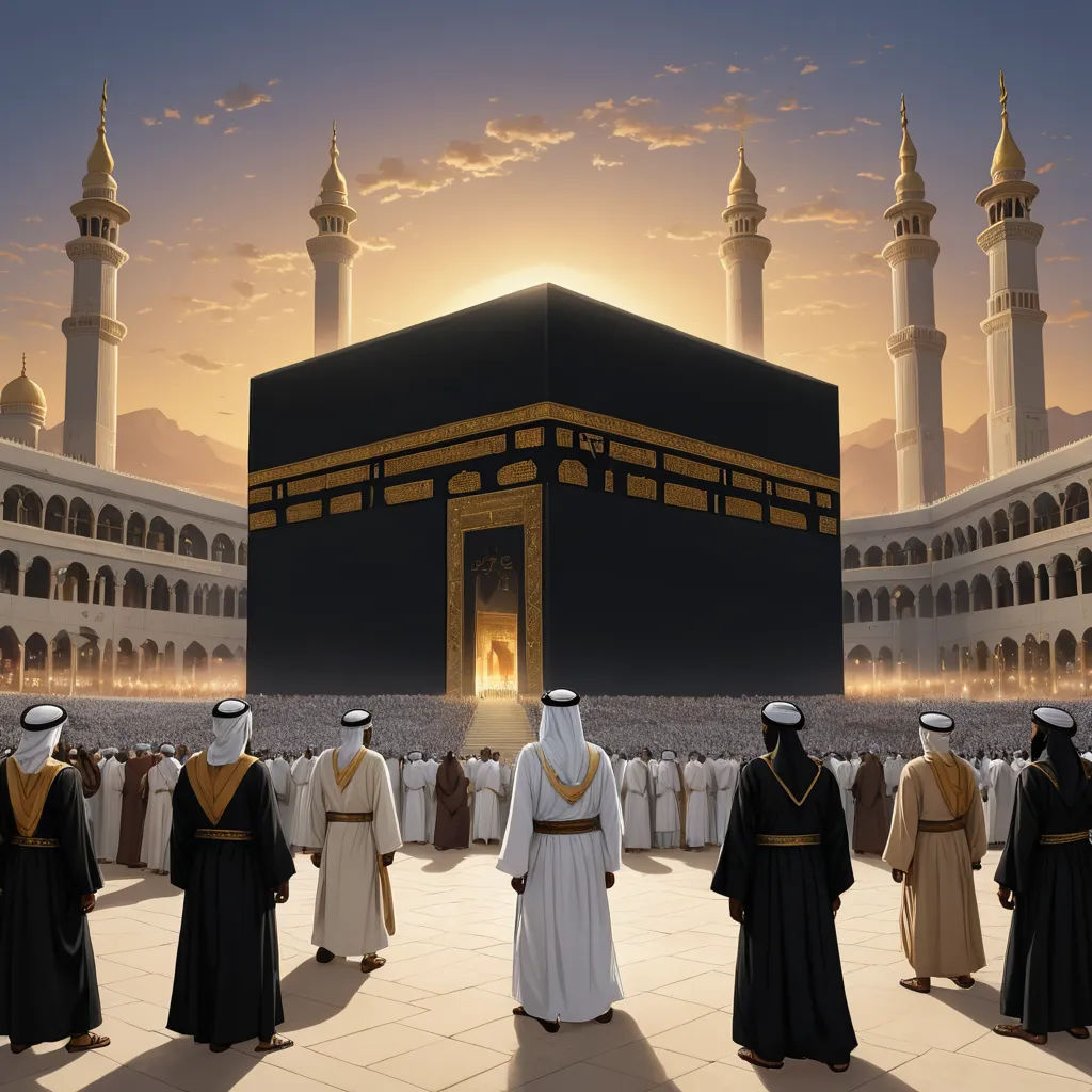a group of men standing in front of a large building with a giant screen in the middle of it, hurufiyya, a detailed matte painting, Christophe Vacher, cinematic matte painting