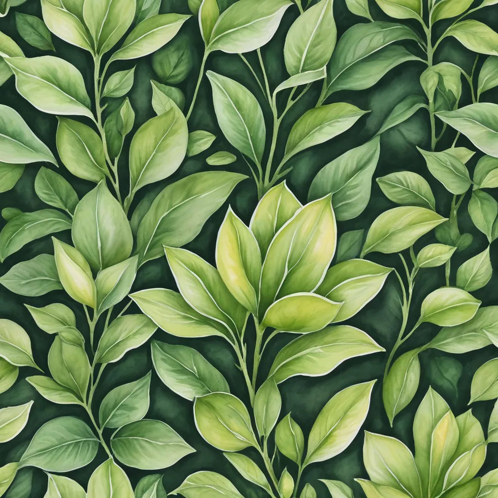a painting of green leaves on a black background with a green background and a green background with leaves and stems, naturalism, a detailed painting, Art Green, fine foliage lace