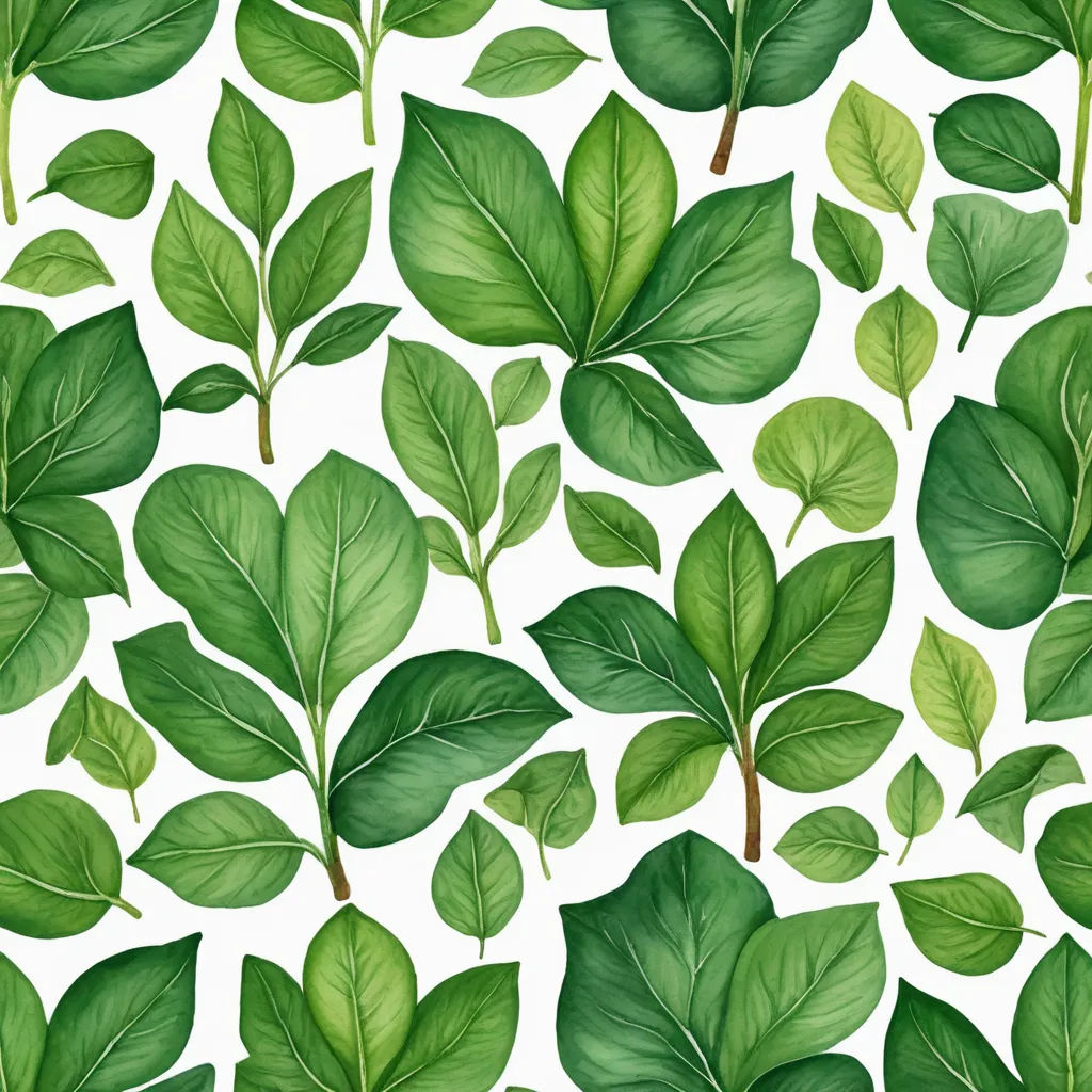 a green leafy pattern on a white background with green leaves on it and a white background with green leaves, postminimalism, an illustration of, Evaline Ness, plants
