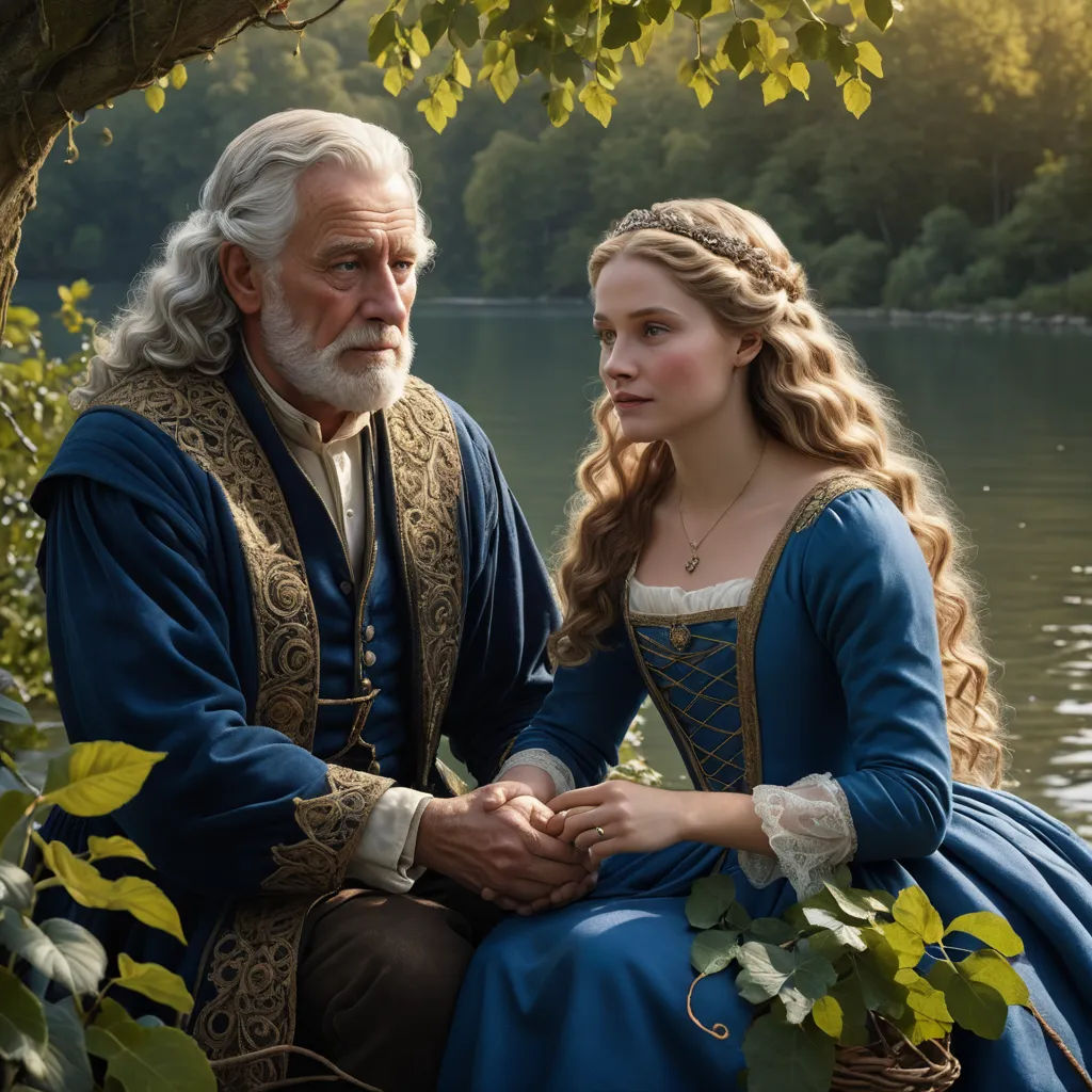 a man and a woman sitting next to each other on a tree branch near a lake and trees with leaves, pre-raphaelitism, a renaissance painting, Edward George Handel Lucas, promotional image