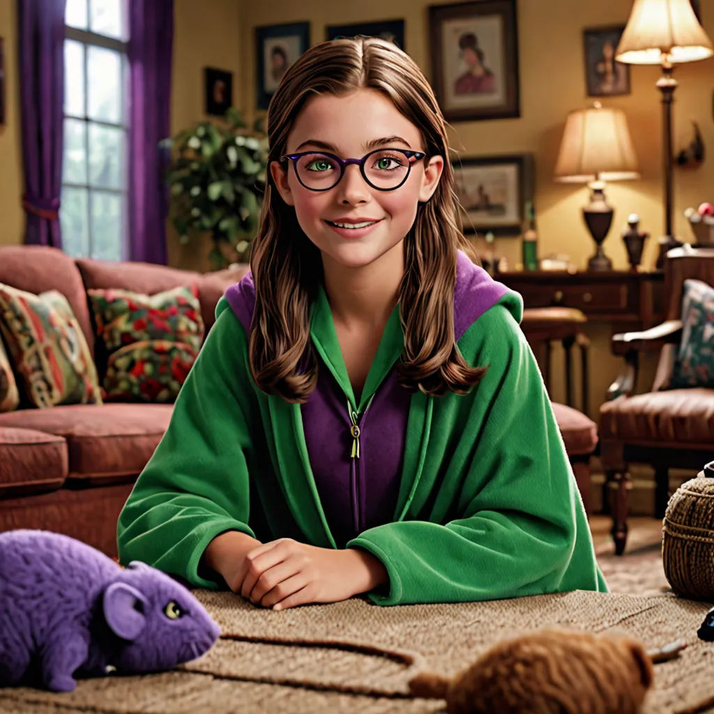 a girl sitting at a table with stuffed animals on it and a stuffed animal in front of her,, photorealism, a character portrait, Elisabeth Collins, promotional image