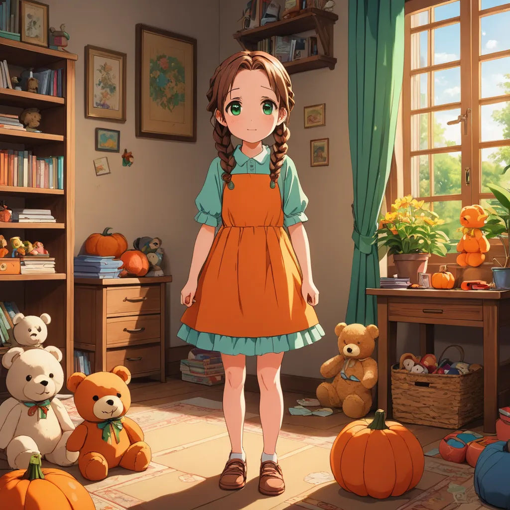 a girl in a room with stuffed animals and a teddy bear in the corner of the room, and a window with a curtain, american scene painting, a painting, Chizuko Yoshida, official art