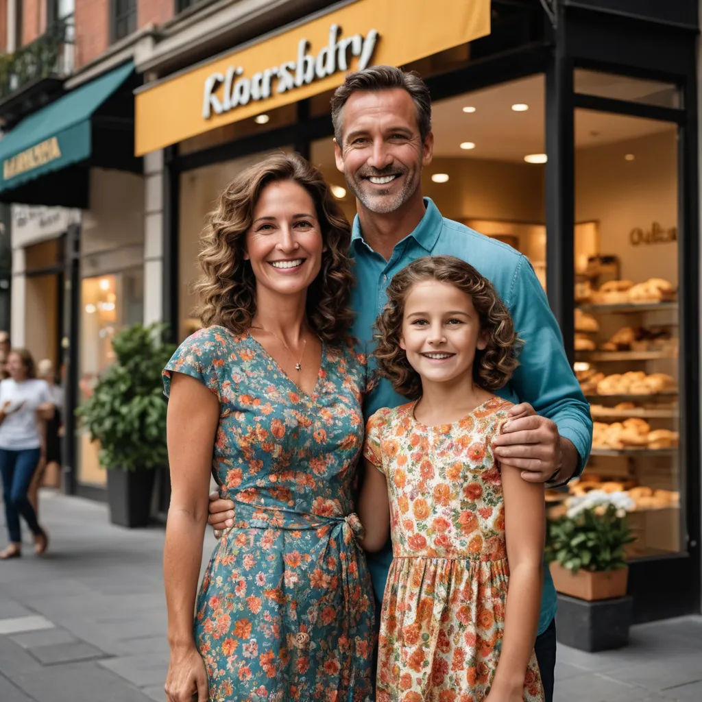a man and a woman standing next to each other on a sidewalk in front of a bakery store with a pastry display, private press, a stock photo, David Ramsay Hay, portrait photography
