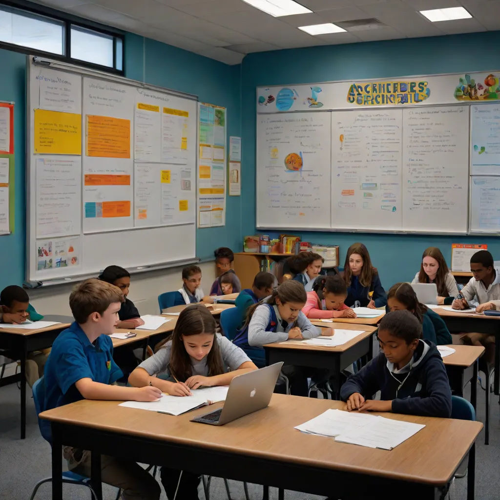 a classroom full of students sitting at desks with laptops on their laps and papers on their desks, Apelles, barbizon school, a stock photo, digital photography