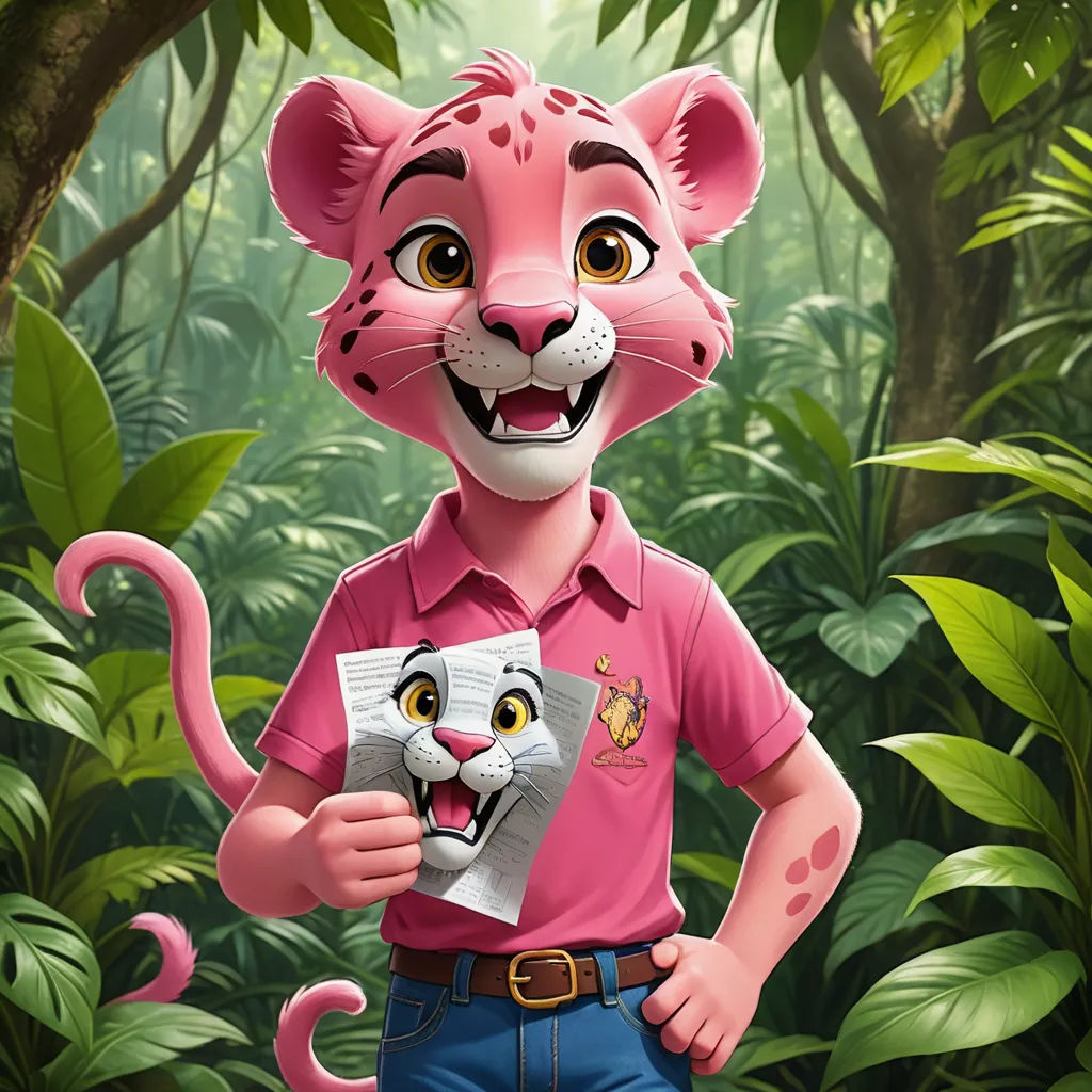 a cartoon character holding a paper with a cat on it's chest and a tiger on his chest, furry art, a character portrait, Chris LaBrooy, promotional image