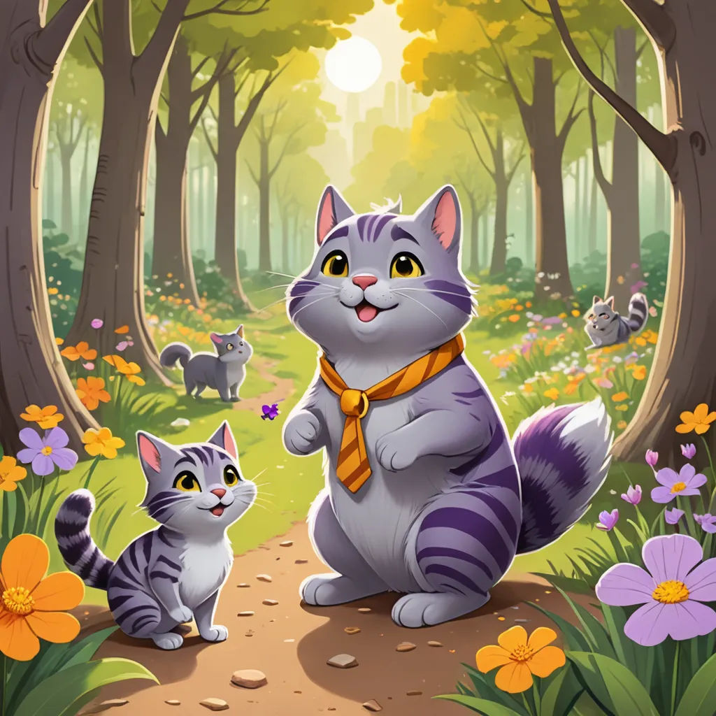 a cat and kitten are sitting in the woods together, and the cat is wearing a tie and the cat is wearing a tie, sots art, a storybook illustration, Carlos Catasse, official art