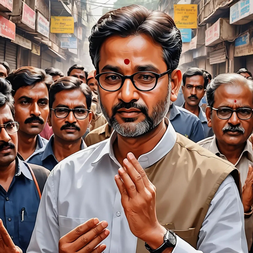 a man in a crowd of people wearing glasses and a white shirt and tie with a beard and glasses, samikshavad, poster art, Bholekar Srihari, movie still frame
