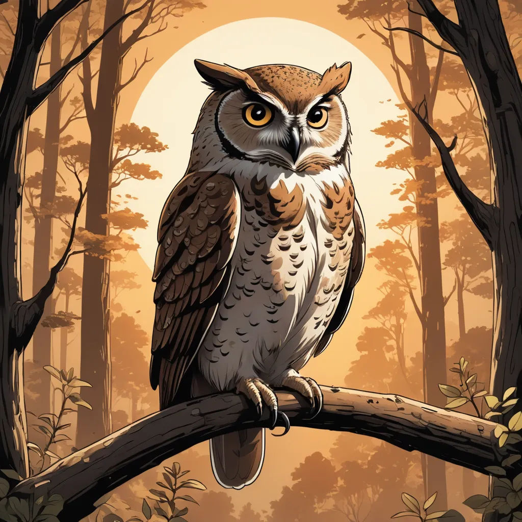a bird sitting on a branch in a forest with a full moon in the background and trees in the foreground, fantasy art, a storybook illustration, Dan Mumford, josan gonzales and dan mumford
