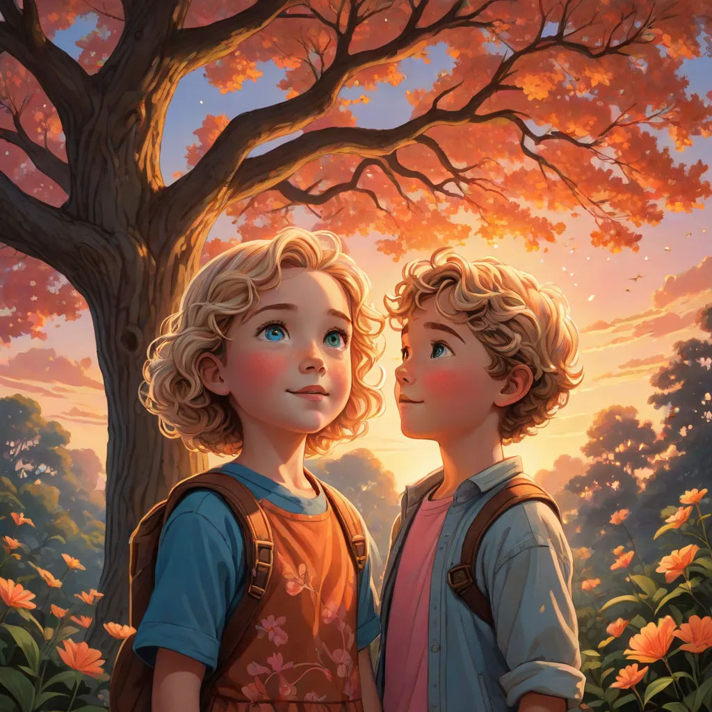 After bidding farewell to Queen Seraphina, they returned to the garden. Lily wished for the tree to always remain magical. Tom agreed, and their wish was granted.